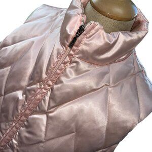Lands' End baby pink satin quilted vest jacket L